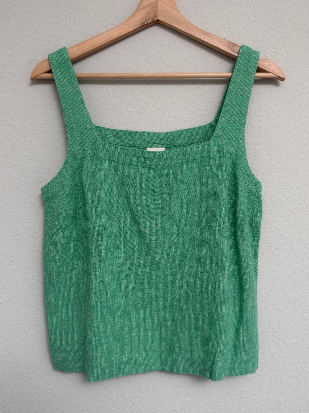 A New Day Green Textured Square Neck Sleeveless Tank Top Size S